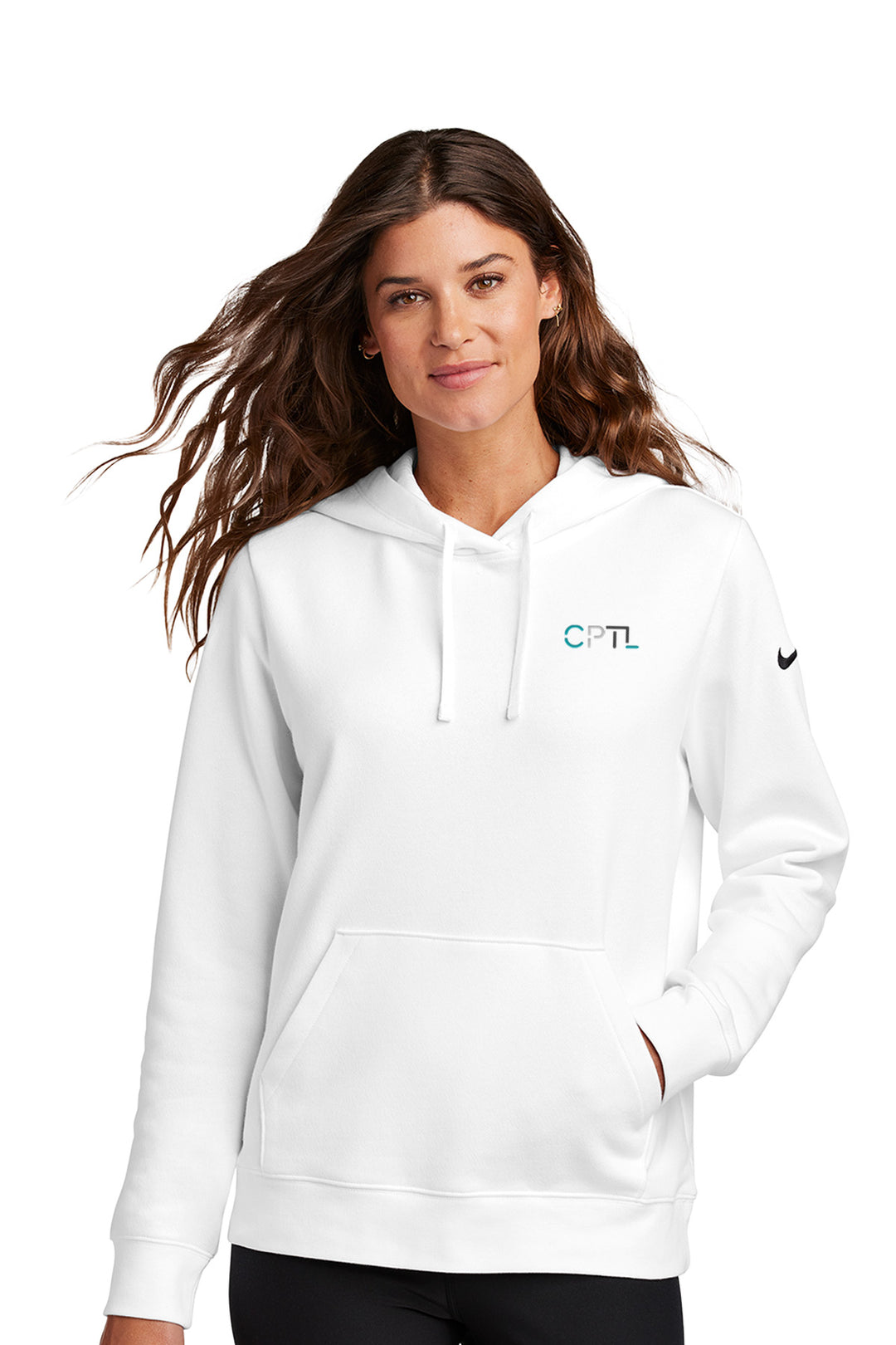 Ladies Club Fleece Sleeve Swoosh Pullover Hoodie